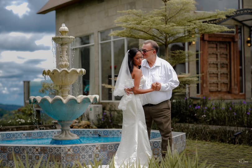 The fountain in the courtyard outside the Guest House
