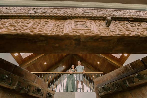 Guests under the Manor’s high timber rafters and skylights